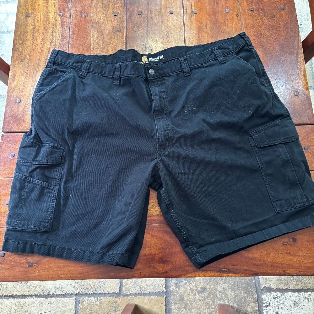 Carhartt Short Men's Size 54 Black Cargo Relaxed Fit Rugged Flex Canvas